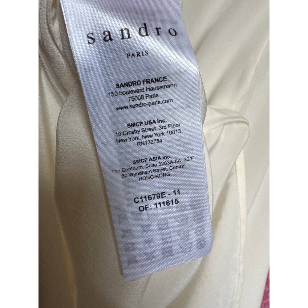 SANDRO Paul washed-silk blouse with fire/ ivory size 3 medium - Picture 12 of 13